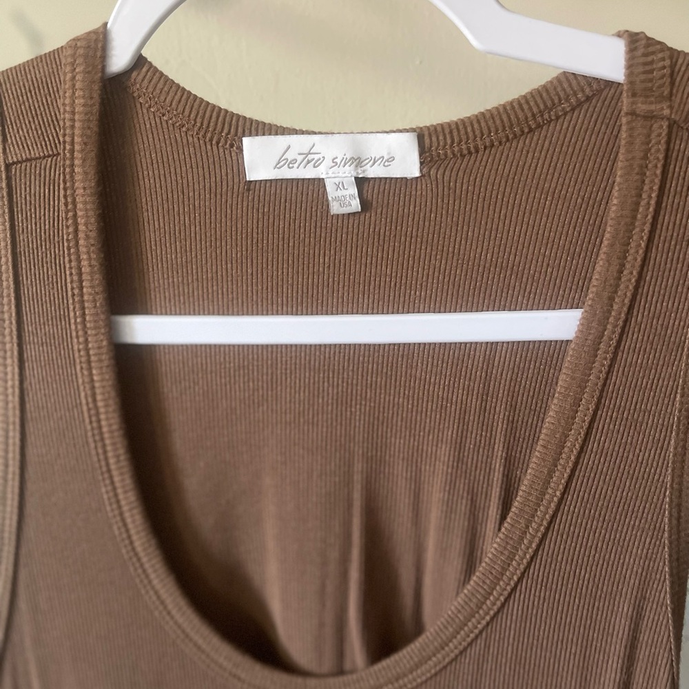 Brown Bebe Simone Ribbed Tank Top Dress
